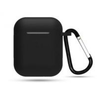 Husă din silicon pentru Airpods 1 și 2 cu carabină - Neagră