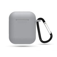 Husă din silicon pentru Airpods 1 și 2 cu carabină - Gri
