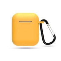 Husă din silicon pentru Airpods 1 și 2 cu carabină - Galben