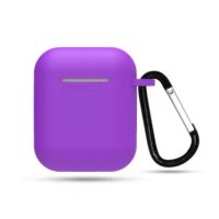 Husă din silicon pentru Airpods 1 și 2 cu carabină - Violet