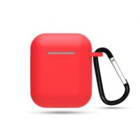 Husă din silicon pentru Airpods 1 și 2 cu carabină - Roșie