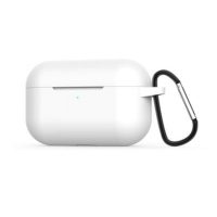 Husă din silicon pentru Airpods Pro cu carabină - Alb