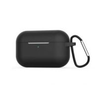 Husă din silicon pentru Airpods Pro cu carabină - neagră
