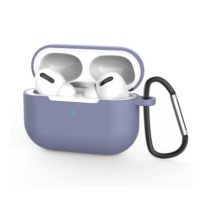 Husă din silicon pentru Airpods Pro cu carabină - gri albastru