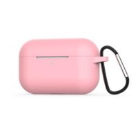 Husă din silicon pentru Airpods Pro cu carabină - roz