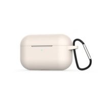 Husă din silicon pentru Airpods Pro cu carabină - bej