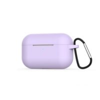 Husă din silicon pentru Airpods Pro cu carabină - violet deschis