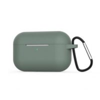 Husă din silicon pentru Airpods Pro cu carabină - verde închis