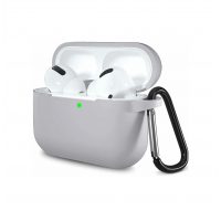 Husă de silicon pentru Airpods 3 cu carabină - Gri