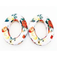 Căști de schimb pentru căștile Beats Studio 2.0 și 3.0 - Alb cu flori, piele