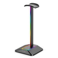 Suport RGB iluminat pentru căști cu porturi USB - Negru