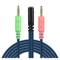 Conector pentru cablu audio pentru căști Sennheiser, Kingston HyperX, Bose, Logitech, JBL - albastru, 20 cm
