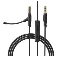 Cablul audio pentru căști Sony MDR-10RBT, 10RNC, 10R, 1R, 1RMK2 și 1AM2 - Negru, din silicon cu microfon