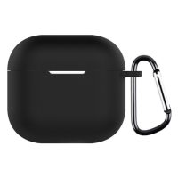 Carcasă din silicon pentru Airpods 4 cu carabină - Neagră