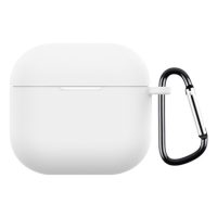 Carcasă din silicon pentru Airpods 4 cu carabină - Alb