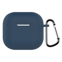 Carcasă din silicon pentru Airpods 4 cu carabină - Albastră