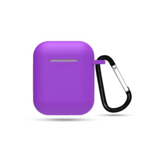 Foto - Husă din silicon pentru Airpods 1 și 2 cu carabină - Violet