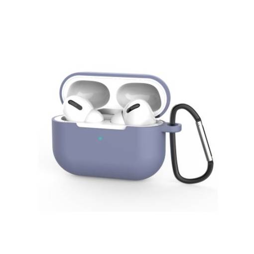 Foto - Husă din silicon pentru Airpods Pro cu carabină - gri albastru
