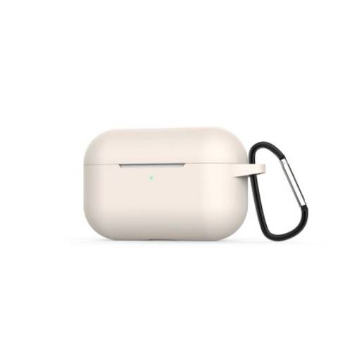 Foto - Husă din silicon pentru Airpods Pro cu carabină - bej