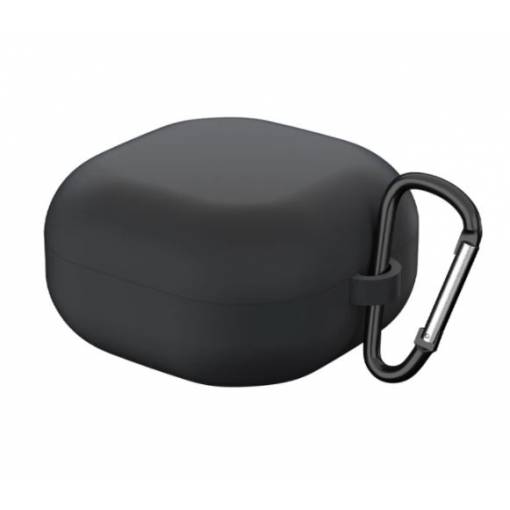 Foto - Husă din silicon pentru Samsung Galaxy Buds 2, Live și Pro cu carabină - neagră
