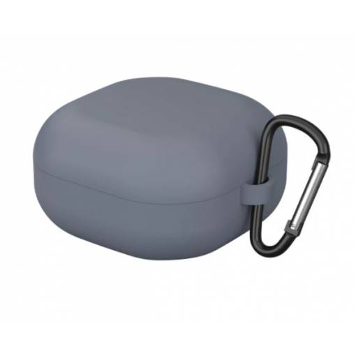 Foto - Husă din silicon pentru Samsung Galaxy Buds 2, Live și Pro cu carabină - gri închis