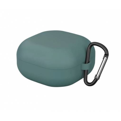 Foto - Husă din silicon pentru Samsung Galaxy Buds 2, Live și Pro cu carabină - verde închis