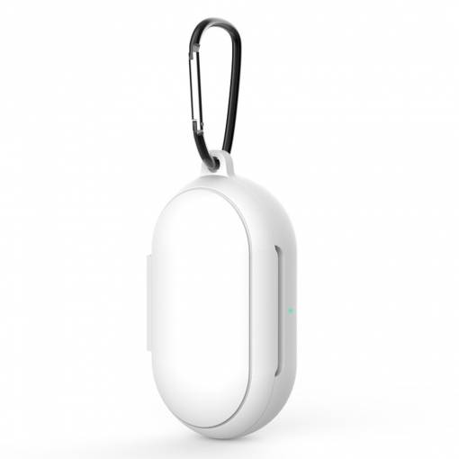 Foto - Husa din silicon pentru Samsung Galaxy Buds și Buds Plus cu carabină - Albă