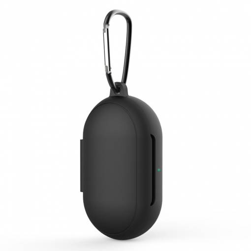 Foto - Husa din silicon pentru Samsung Galaxy Buds și Buds Plus cu carabină - Neagră