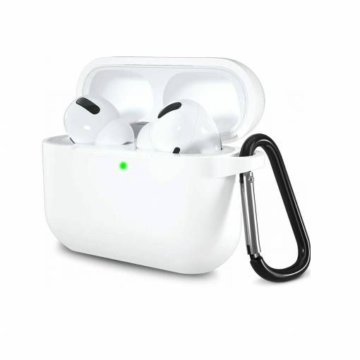 Foto - Husă silicona pentru Airpods 3 cu carabină - Alb