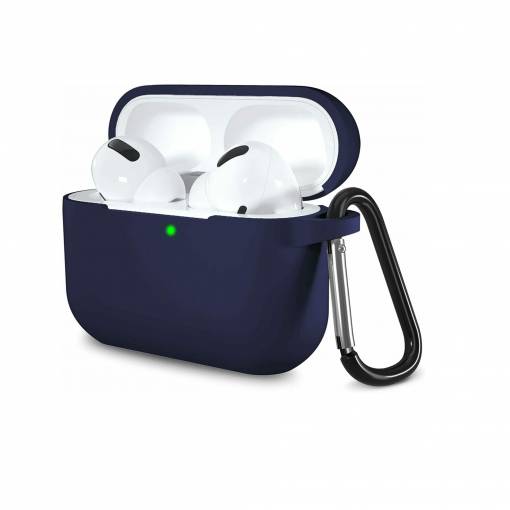 Foto - Husă silicona pentru Airpods 3 cu carabină - Albastră închis