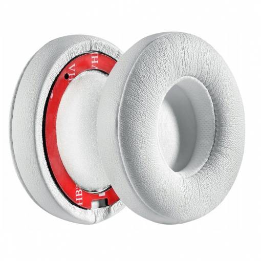 Foto - Căști de urechi din piele de înlocuire pentru căștile Beats Solo 2 și 3 - Albe, din piele