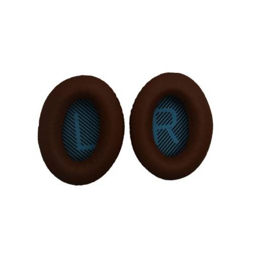 Foto - Casti de urechi din piele pentru castile Bose QuietComfort 2, 15, 25 si 35 - Maro cu interior albastru