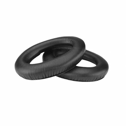 Foto - Căști de schimb pentru căștile Sennheiser HD515, 518, 555, 595, 598, 558, PC360 - Negre lucioase, din piele