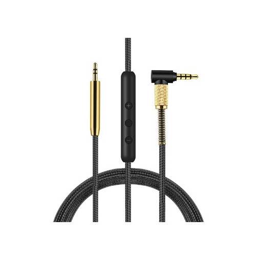 Foto - Cablul audio de rezervă pentru căștile TaoTronics SoundSurge 21, 22, 46, 60, 85, 90 - Negru cu auriu cu microfon