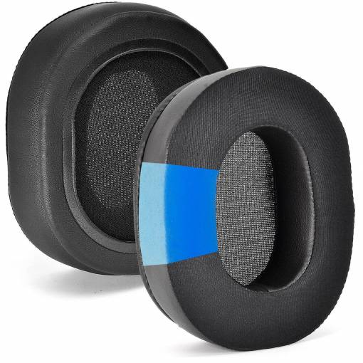 Foto - Căști de schimb pentru Audio Technica ATH-M50X, M50, M50XBT, M40, M40X, M40FS, WS1100IS, BPHS1, PDG1, PG1 - Negre, din piele și neopren cu gel răcoritor