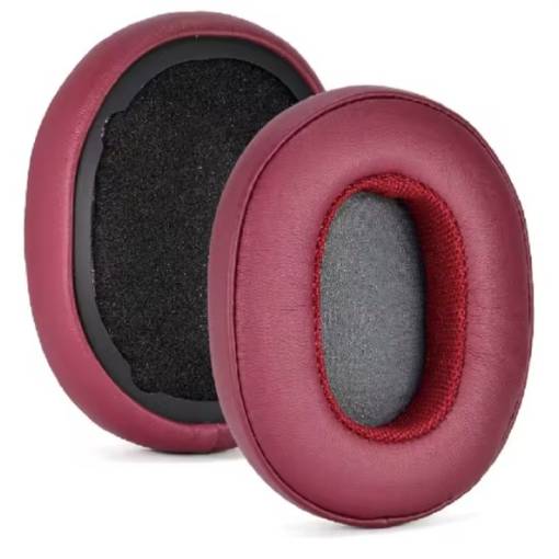 Foto - Căptușeli de rezervă pentru căștile SkullCandy Hesh 3.0 și Crusher - Burgundy, din piele