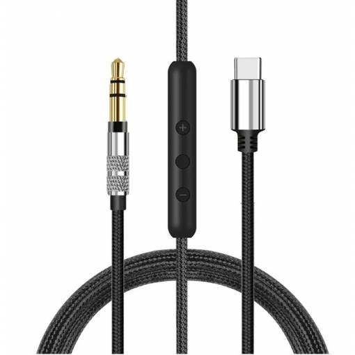 Foto - Cablul audio pentru căști Sony MDR-100A, 100AAP, H600A, 100ABN, H900N, 1A și 1ADAC - Negru, din nylon