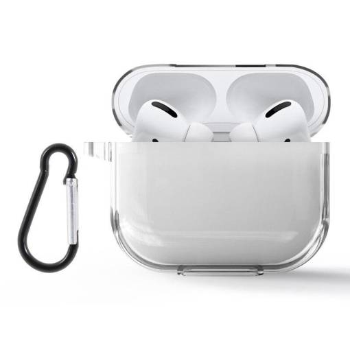 Foto - Carcasă din silicon pentru Airpods Pro 2 cu carabină - Transparent