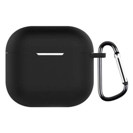 Foto - Carcasă din silicon pentru Airpods 4 cu carabină - Neagră