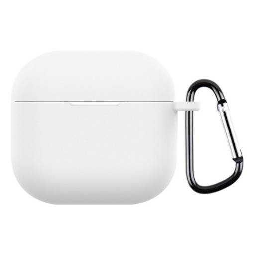 Foto - Carcasă din silicon pentru Airpods 4 cu carabină - Alb