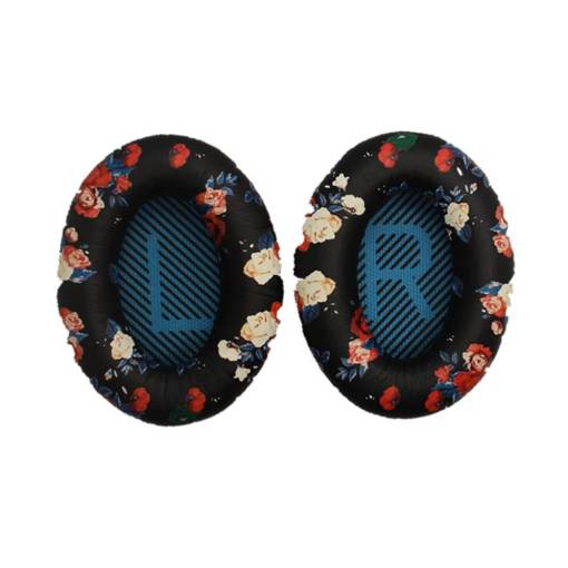 Foto - Culori de înlocuire din piele pentru căștile Bose QuietComfort 2, 15, 25 și 35 - floral cu interior albastru