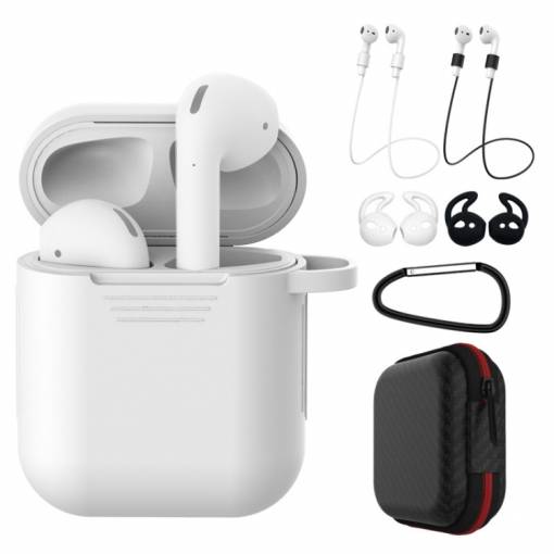Foto - Carcasă din silicon pentru Airpods, set de 5 bucăți - Albă și neagră