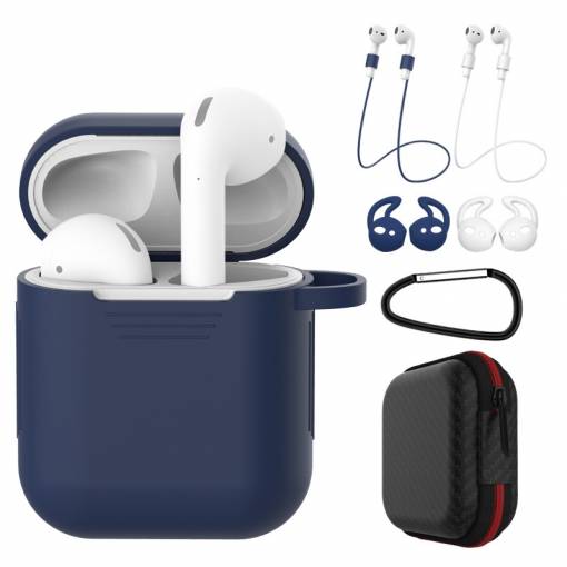 Foto - Carcasă din silicon pentru Airpods, set de 5 bucăți - Albastră și albă